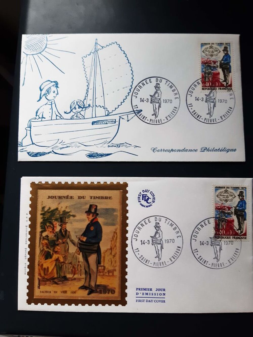 Lot de 2 enveloppes "premier jour" 14 mars 1970 