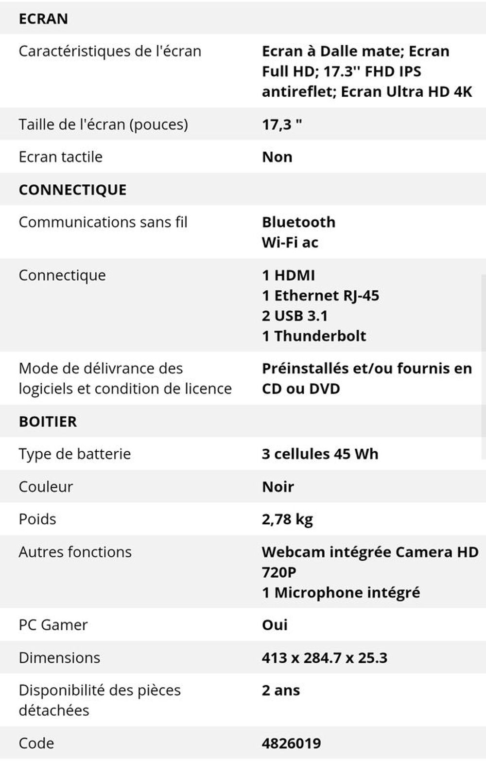 PC portable LENOVO ID L340-17IRHI5/8/12 Matériel informatique