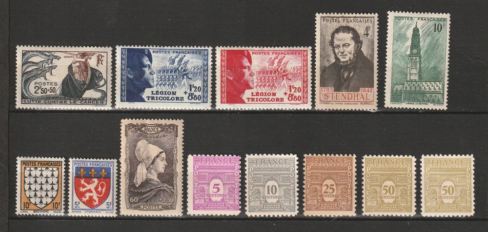 Timbres Neufs*avec CHARNIERE qqs adh&eacute;rences sur la gomme 