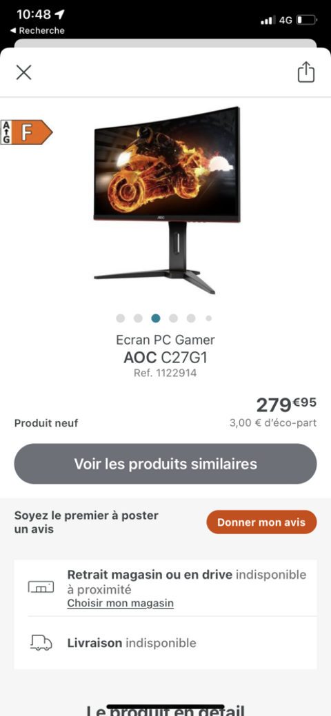 cran gamer AOC 27' 144HZ  230 Valenciennes (59)