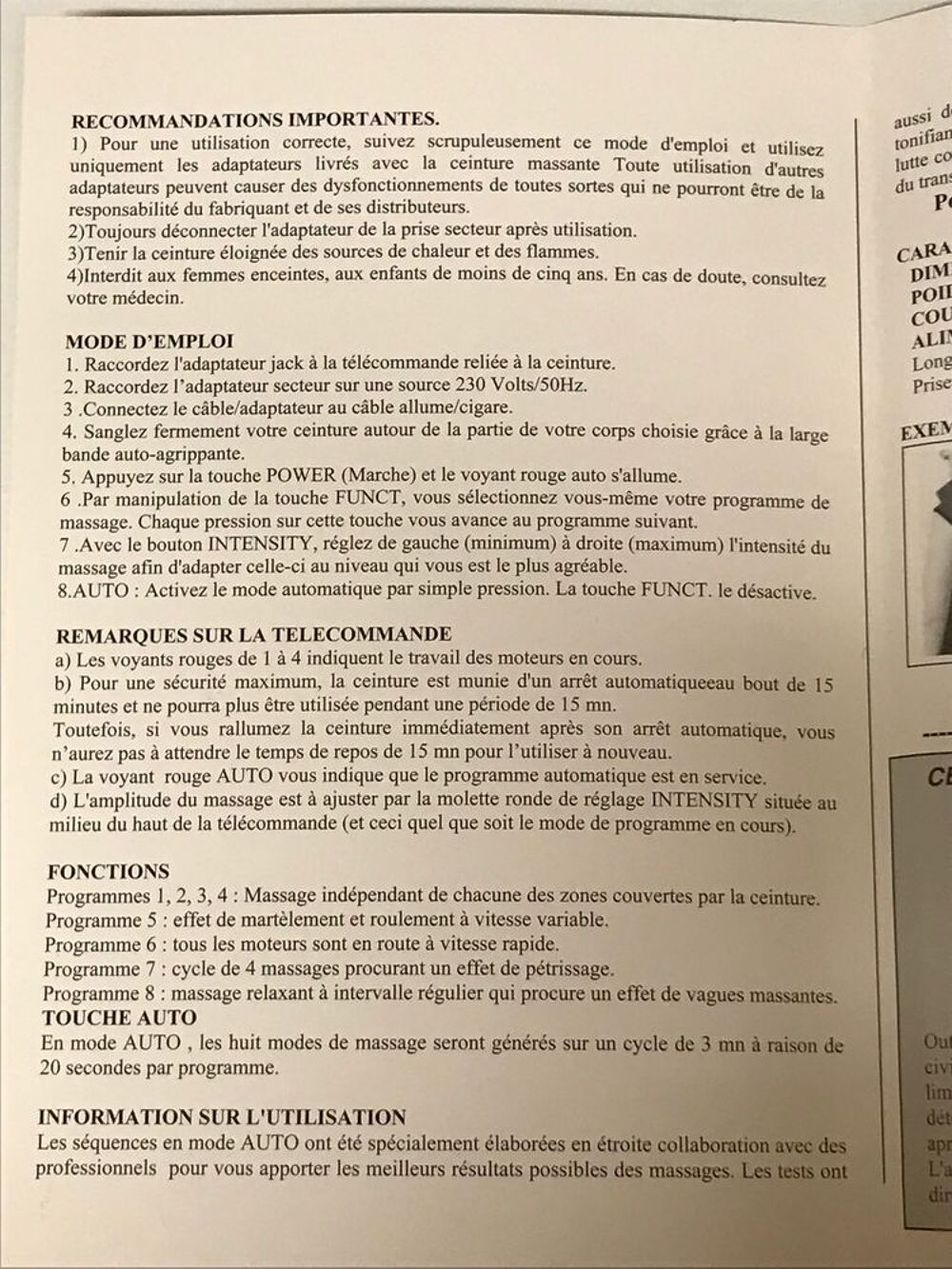 Ceinture Massante Centrelec Sports