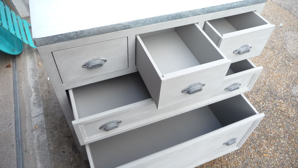 BUFFET contemporain gris clair Meubles