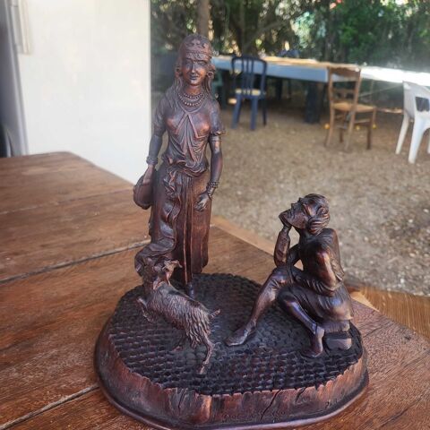 sculpture en bois 19�me esmeralda Quasimodo sign� 1 La Farl�de (83)