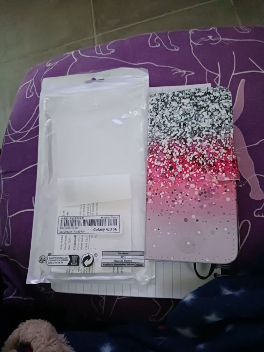 &Eacute;TUI EN CUIR ROSE ET GRIS Téléphones et tablettes