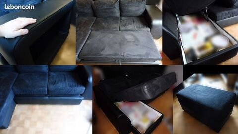canapé d'angle gauche noir tissu/similicuir 300 Maisons-Alfort (94)