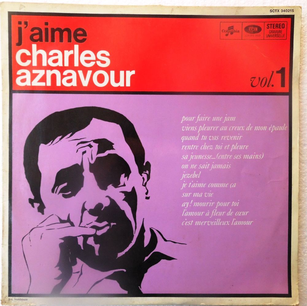 Charles AZNAVOUR Pochette pour 33 Tours disque HS CD et vinyles