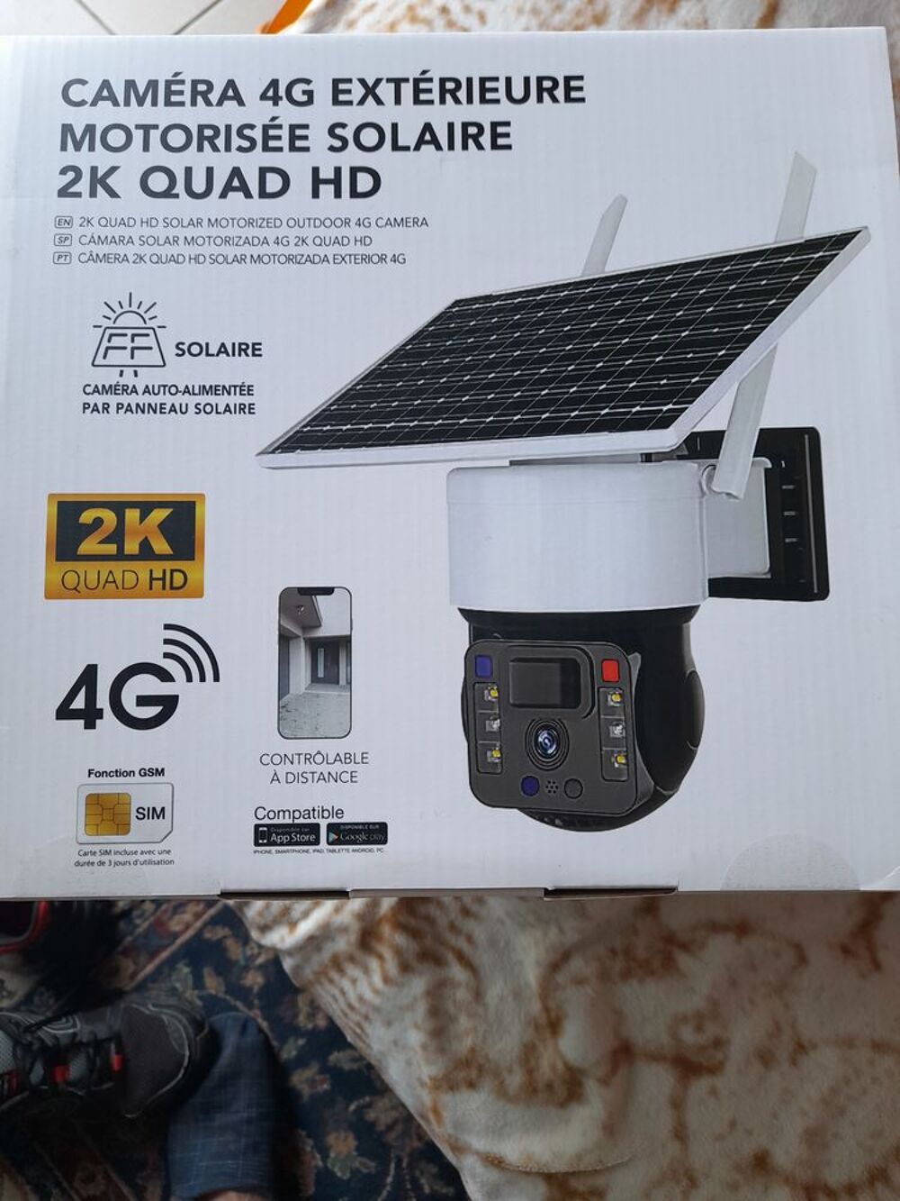 CAMERA exterieureSOLAIRE 4G FULL 2K Photos/Video/TV