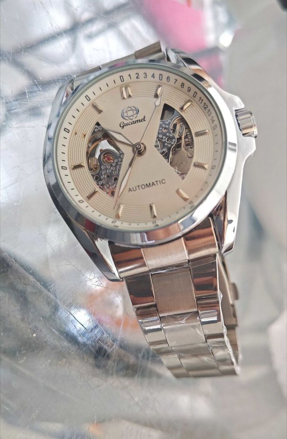Montre automatique Gucamel GA018 €" Squelette €" Acier inoxydable €" Neuve Bijoux et montres