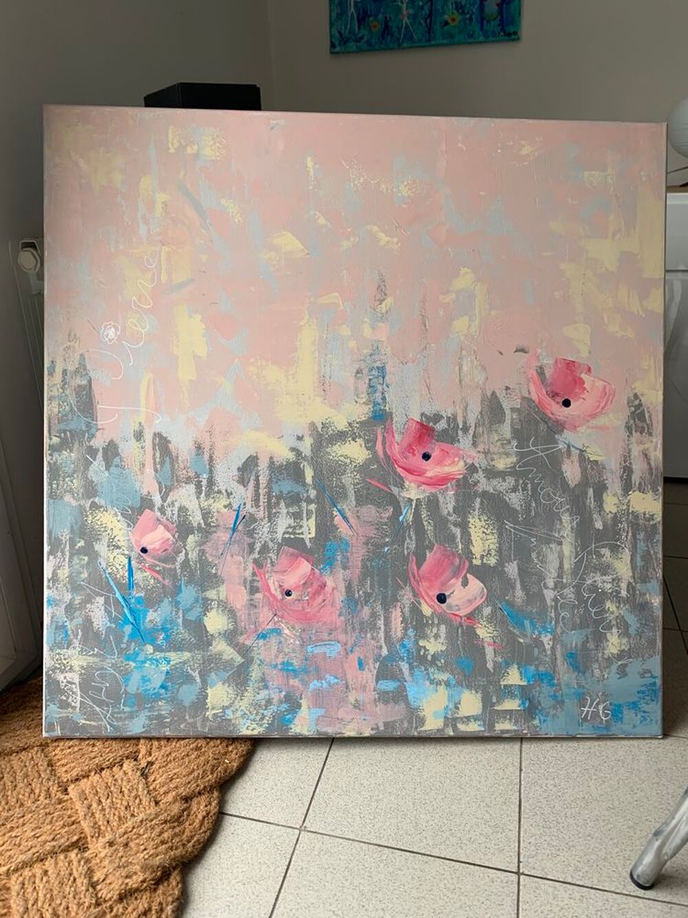 Acrylique sur toile 1 m&egrave;tre sur 1 m&egrave;tre 