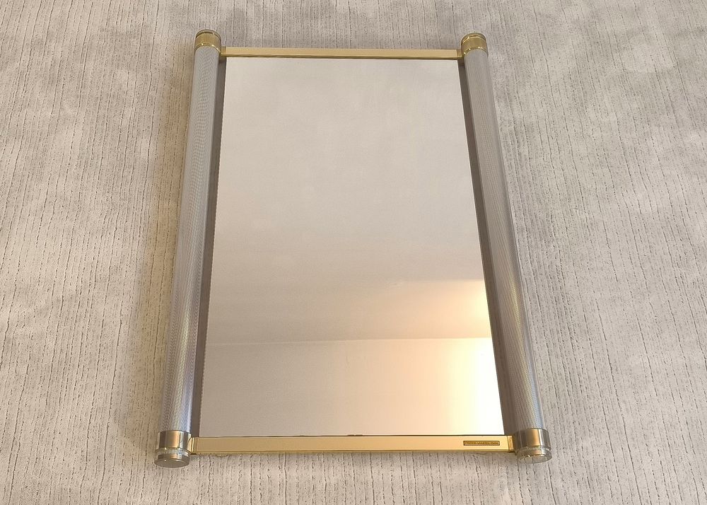 Tr&egrave;s beau et rare grand miroir design 1970's sign&eacute; D�coration