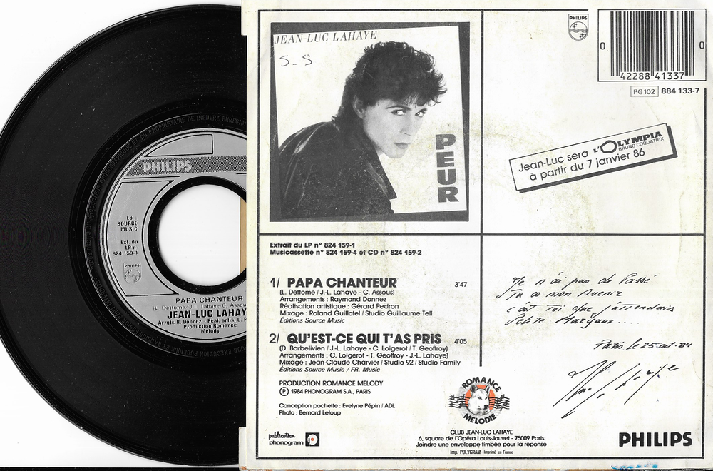 Vinyles 45 T , Jean Luc LAHAYE 1984 CD et vinyles