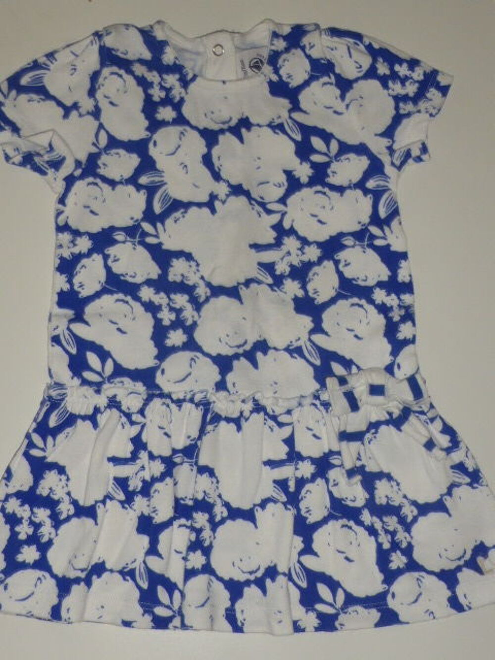 Petit Bateau robe bleue fleurs blanches 12 mois Vêtements enfants