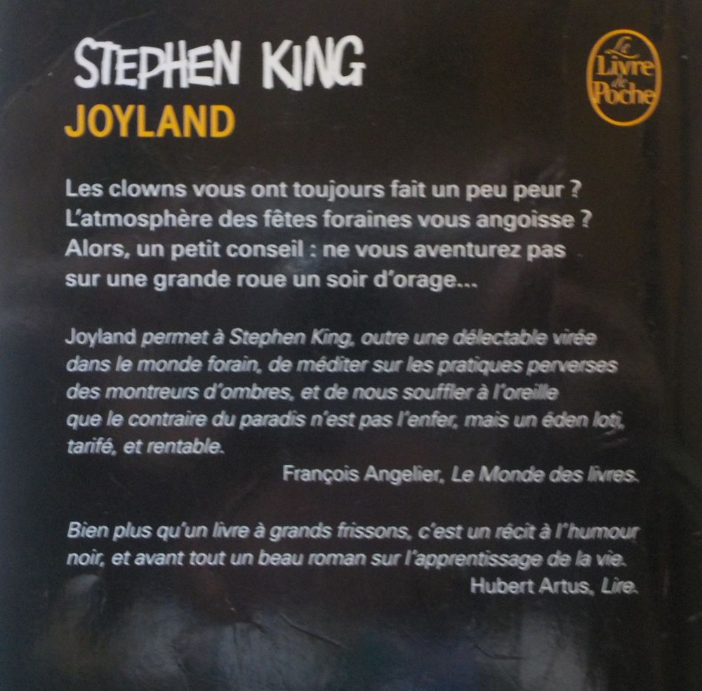 JOYLAND de Stephen KING Ed. Le Livre de Poche Livres et BD