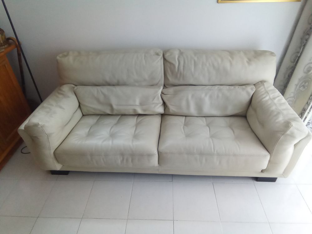 Canap&eacute; cuir blanc Roche Bobois Meubles