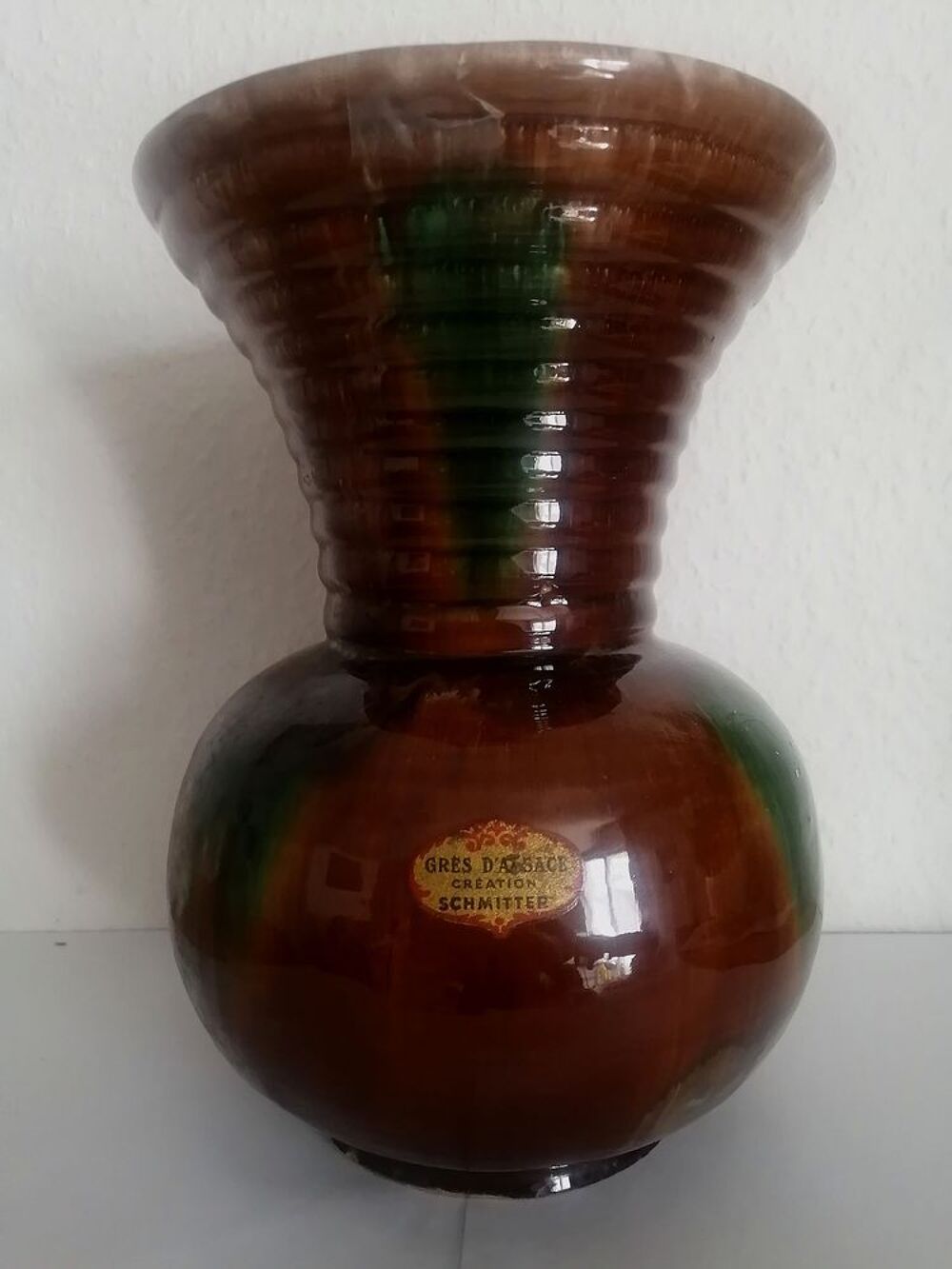 Tr&egrave;s beau vase en gr&egrave;s d'Alsace cr&eacute;ation Schmitter Décoration