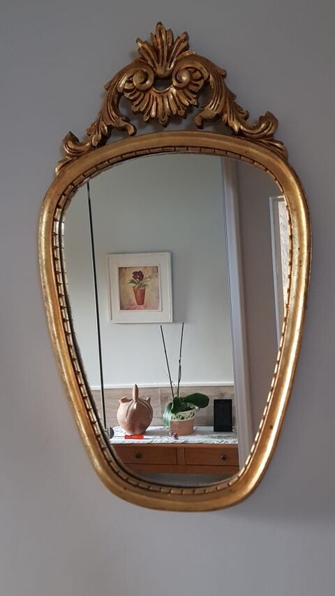 Miroir ovale ancien en bois doré 60 Saint-Martin-le-Beau (37)
