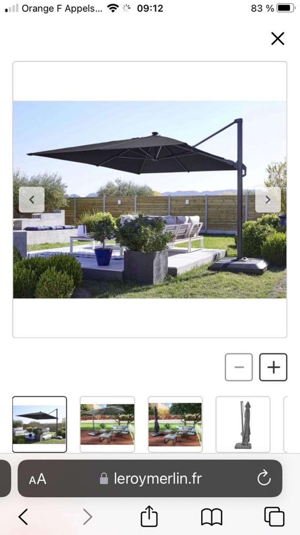 Parasol deport&eacute; Jardin