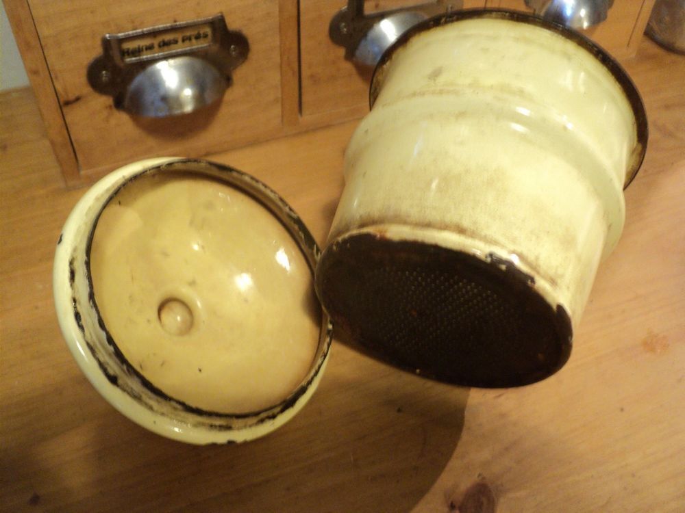 Ancienne Cafeti&egrave;re &Eacute;maill&eacute;e Jaune P&acirc;le D&eacute;co Cuisine Cuisine