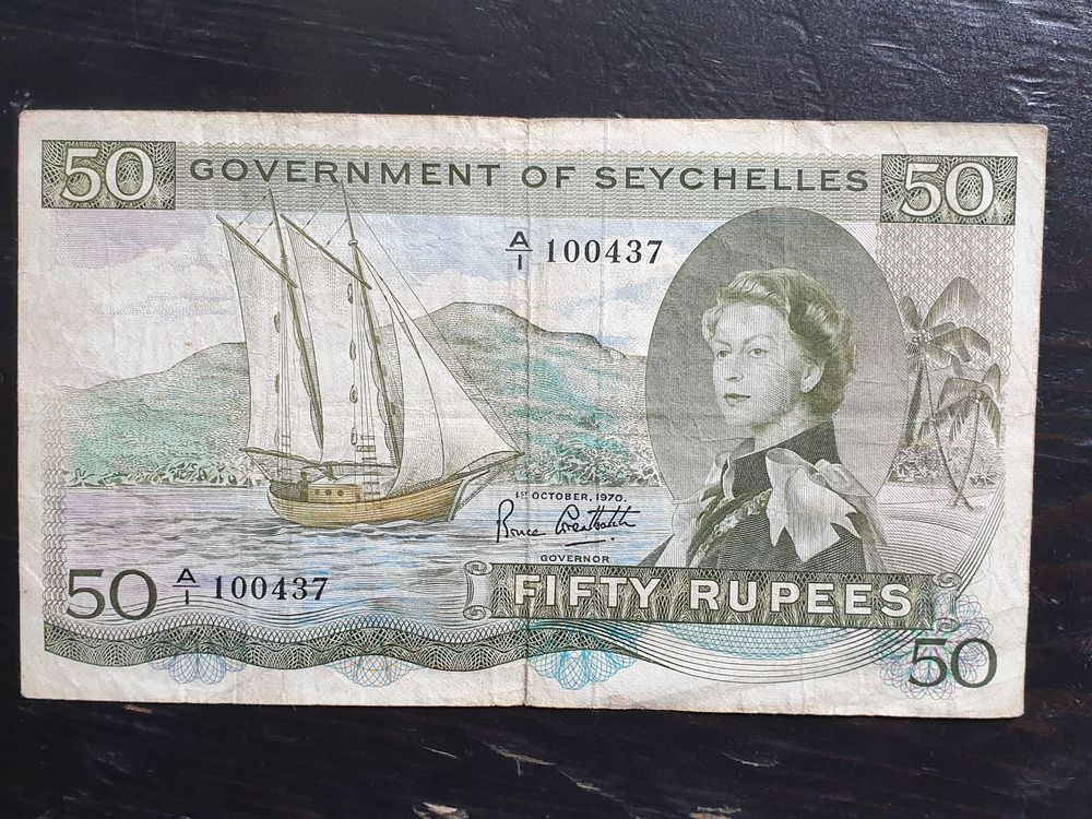 Billet Fifty Rupees Seychelles 1970 