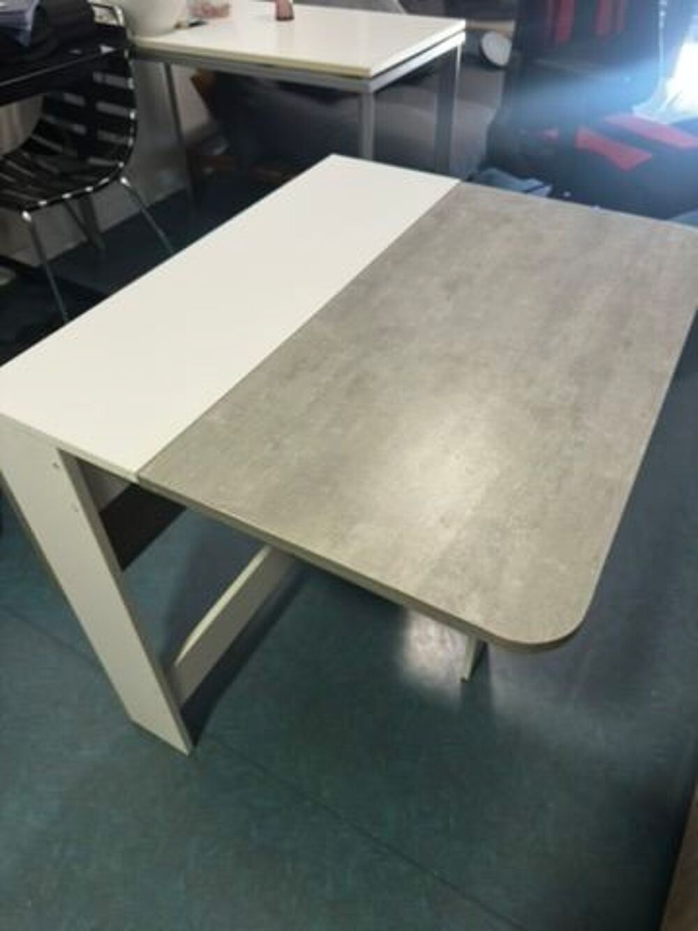 Table pliante gain de place blanc/gris b&eacute;ton Meubles