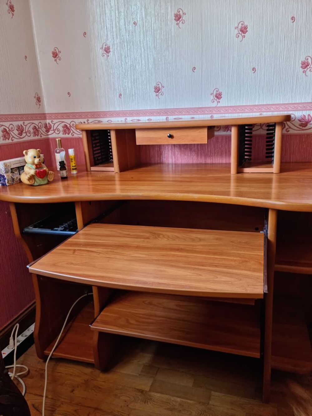 Meuble bureau informatique poirier teint&eacute; merisier Meubles