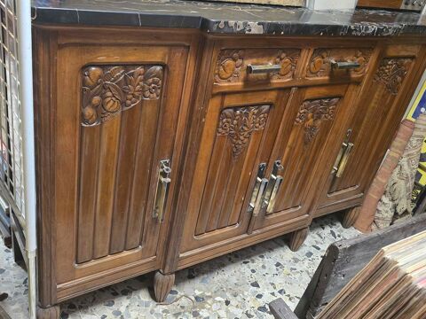 buffet art deco avec dessus marbre noir avec veine clair 1 Aspres-sur-Buëch (05)