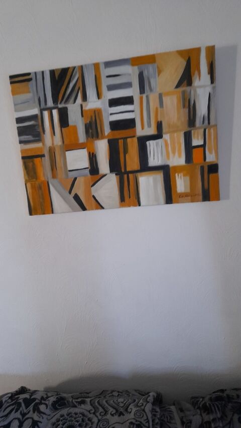 Tableau Abstrait Moderne à Motifs Géométriques 70 cms sur 50 25 Ventabren (13)