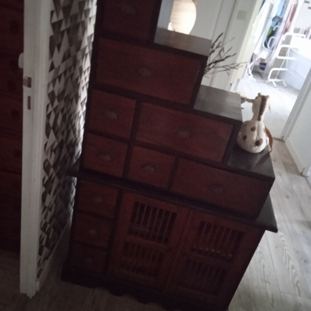 Meuble bois massif escalier 2 parties dimensions totales 148 Meubles