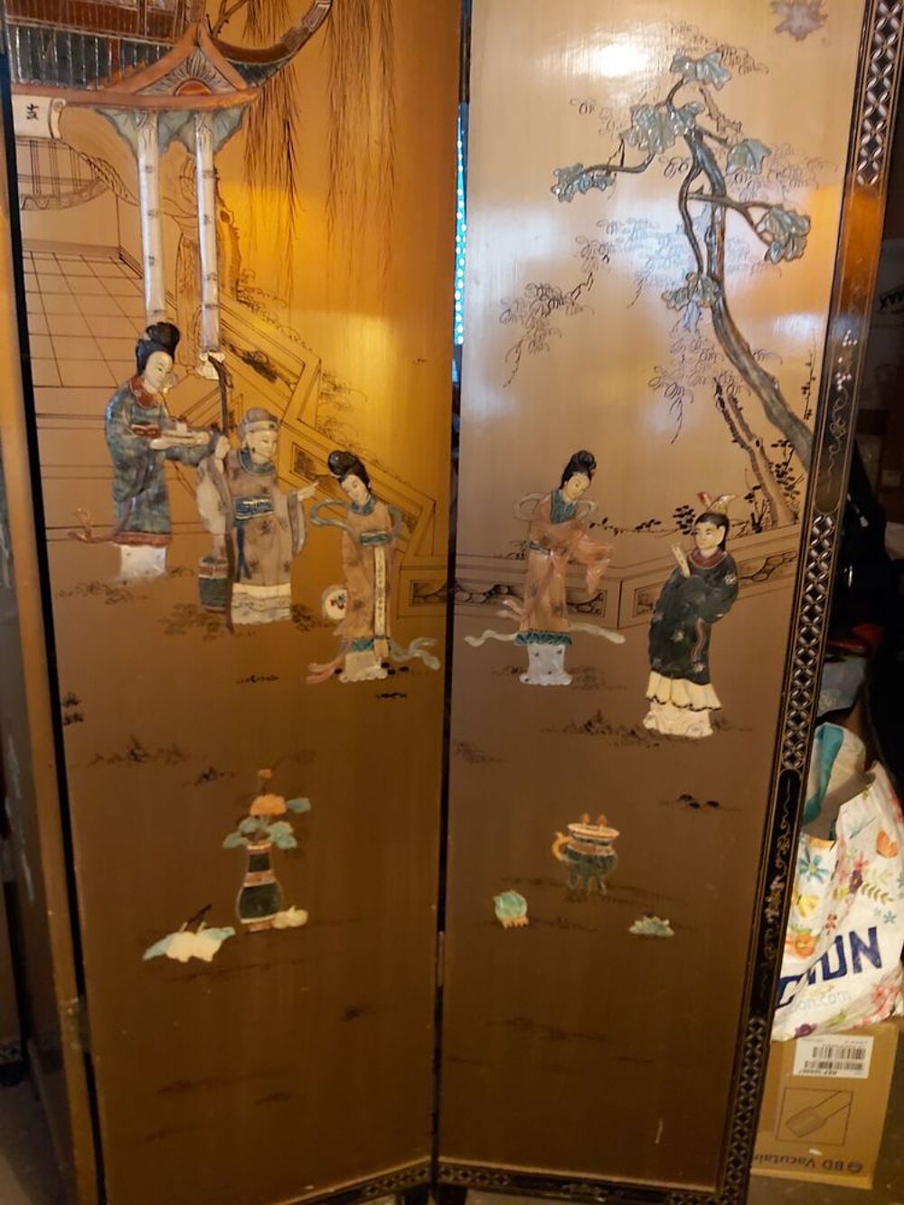 paravent chinois dor&eacute; ancien XIX si&egrave;cle Décoration