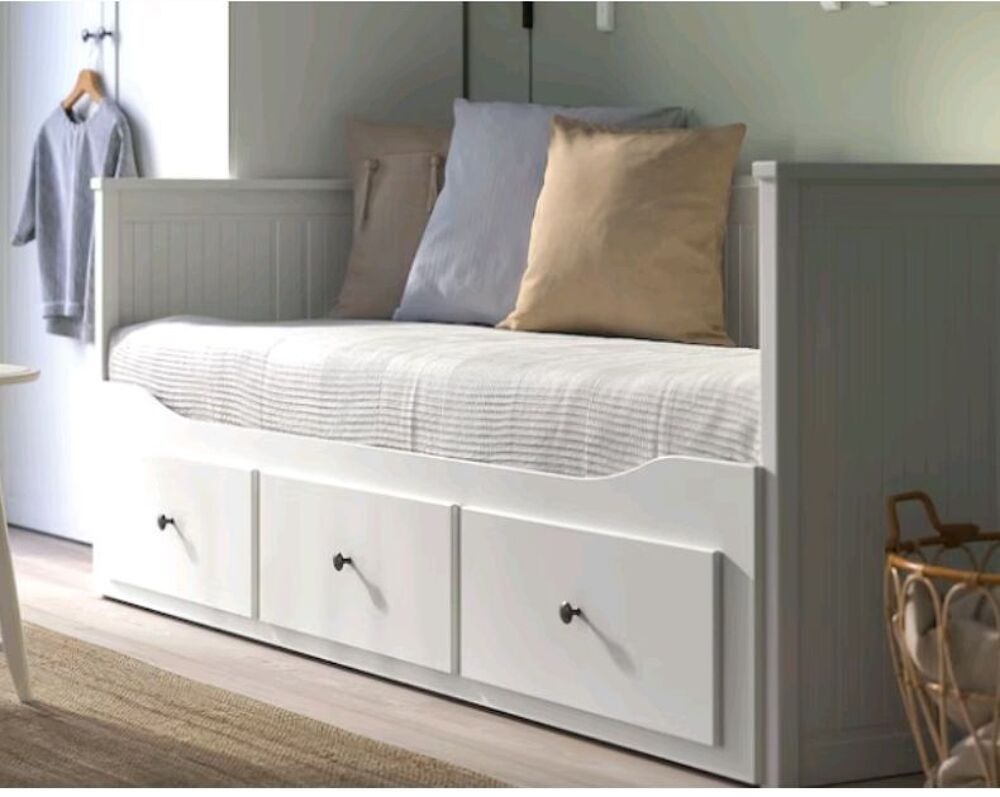 Lit Banquette Blanc avec Rangement et Matelas Meubles