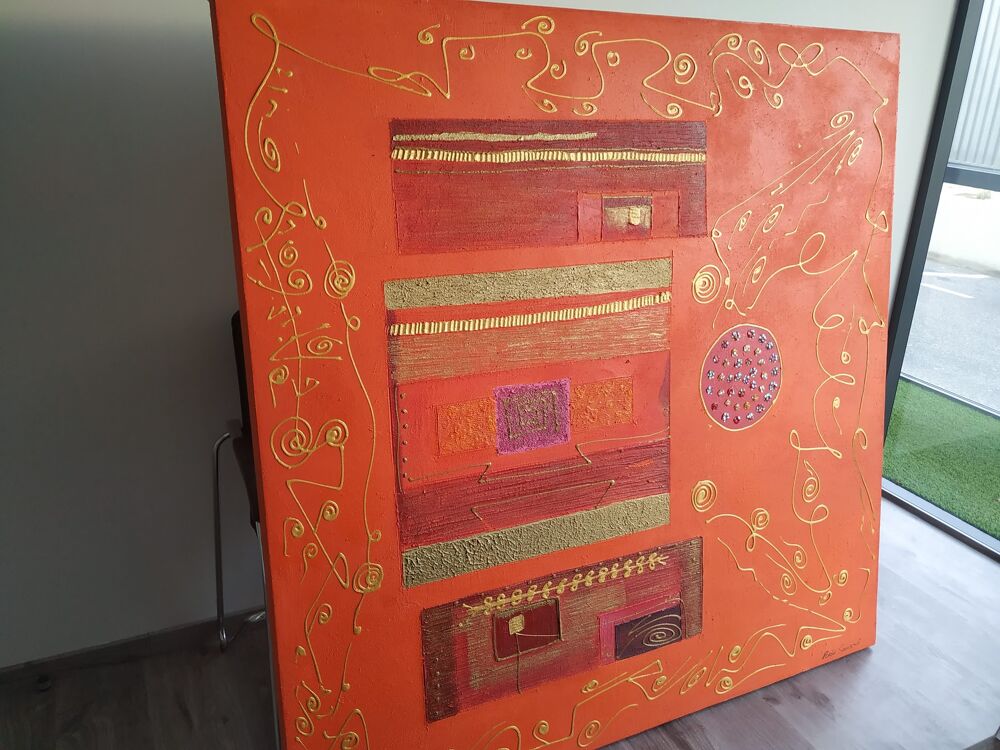 Grand tableau signature peintre DE 1.50X1.50....FAIRE OFFRE Décoration