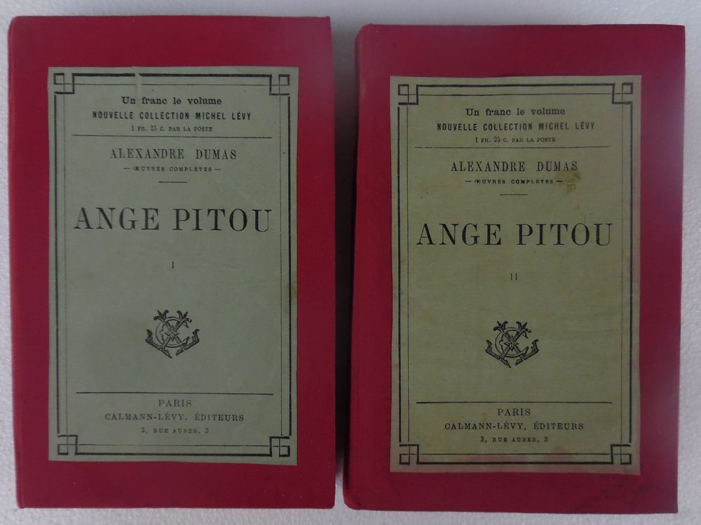 Alexandre DUMAS ANGE PITOU volume I: 342 pages volum II: 338 Livres et BD