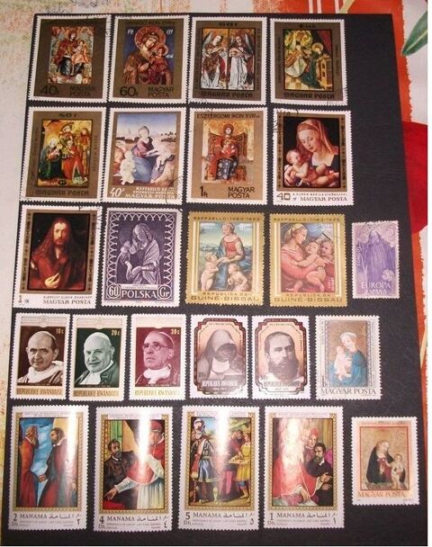 Lot de 78 Timbres diff�rents, oblit�r�s sur la Religion 3 Aillevillers-et-Lyaumont (70)