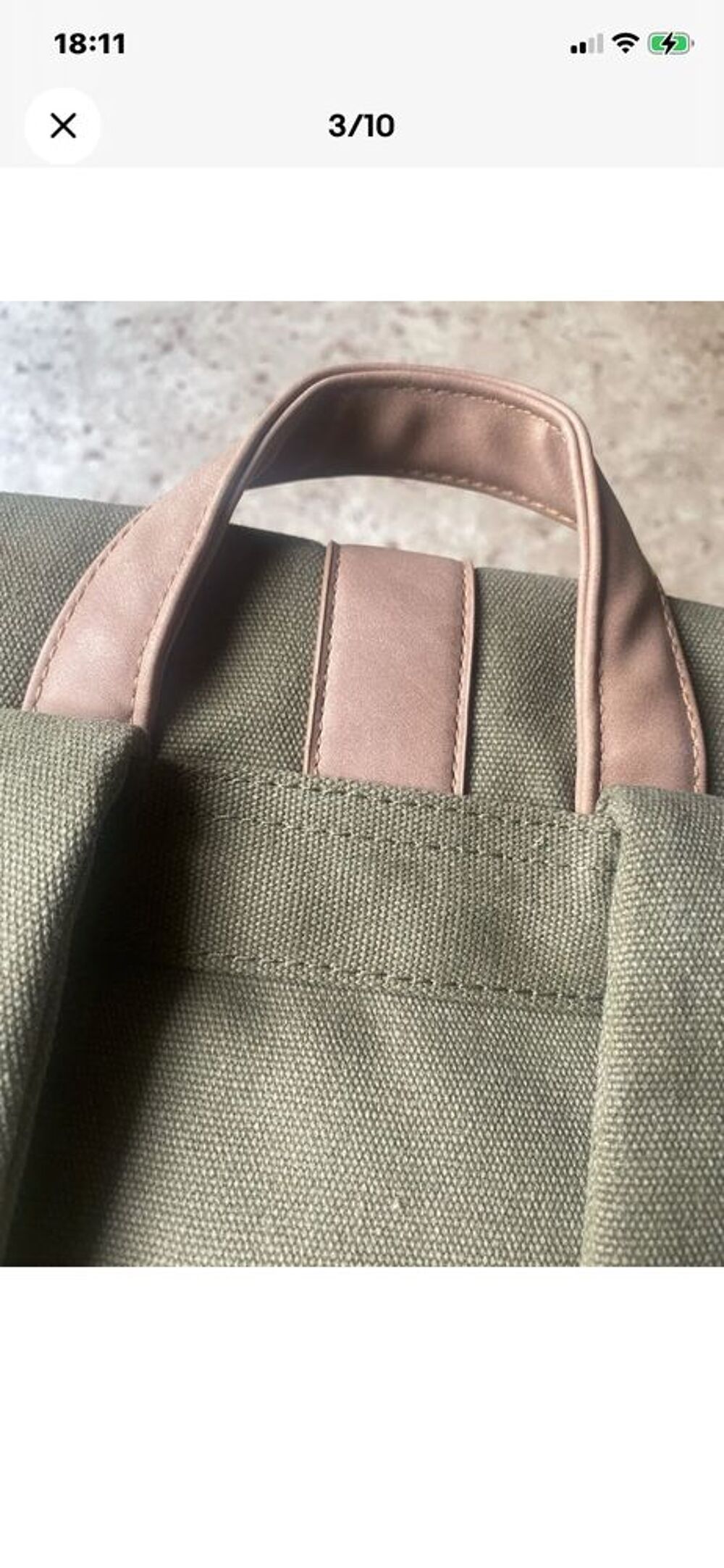 VINGA Bosler sac &agrave; dos ville toile vert/marron bretelles r&eacute;glables recycl&eacute;e 17 L Maroquinerie