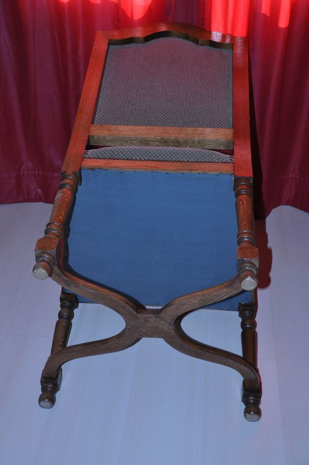 Lot de 2 fauteuils en ch&ecirc;ne massif avec assise en tissu Meubles