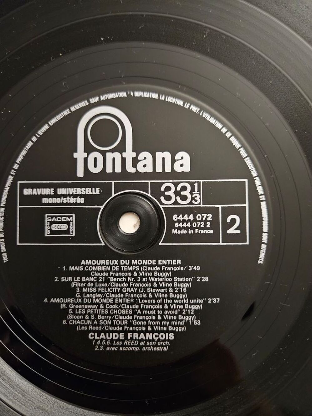 Claude Fran&ccedil;ois vinyle 33t amoureux du monde entier CD et vinyles