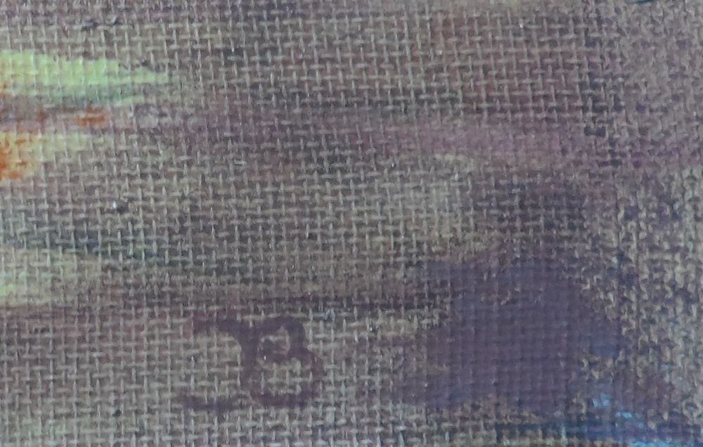 Peinture sur toile bateau &agrave; l'ancre &agrave; Tarragone 33 x 46
Décoration