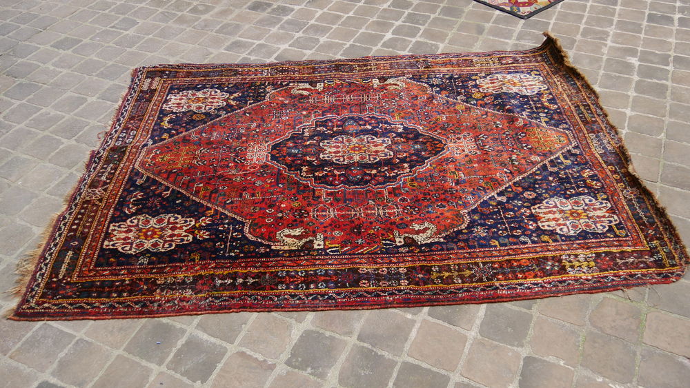 tapis persan ancien fait main CHIRAZ 215 x 151 D�coration