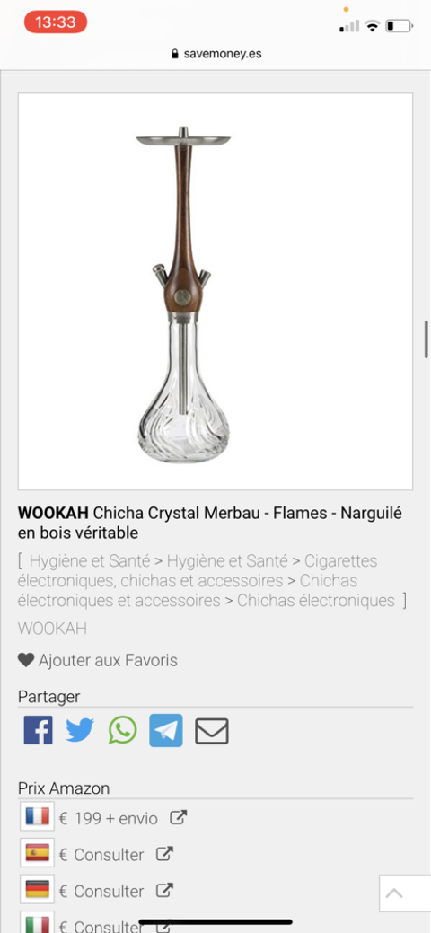 WOOKAH Chicha Crystal Merbau - Flames - Narguil� en bois. 130 Naintr� (86)