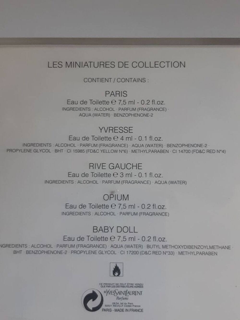 Miniatures de collection Yves Saint Laurent 