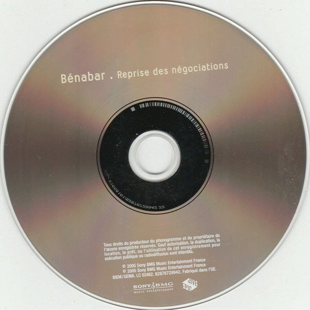CD B&eacute;nabar ?? Reprise Des N&eacute;gociations (&eacute;tat neuf) CD et vinyles
