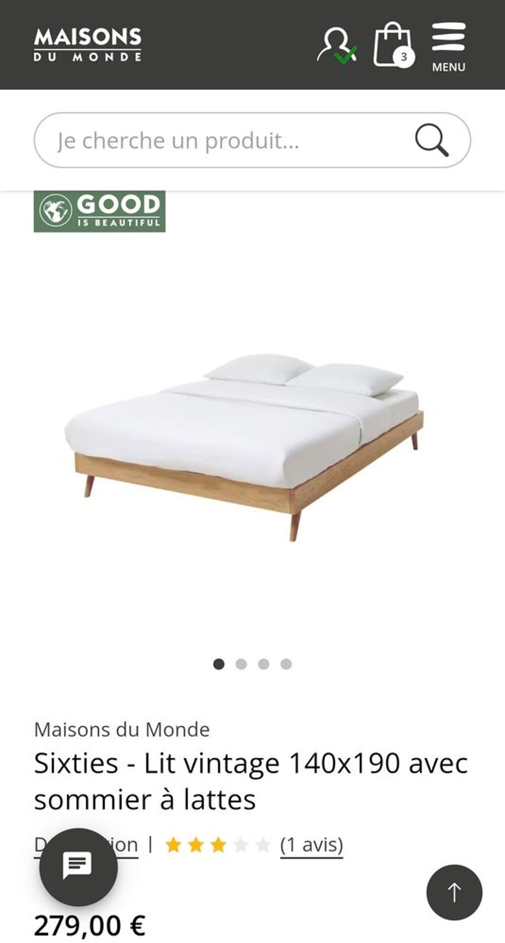 Lit bois massif 140x190 Meubles