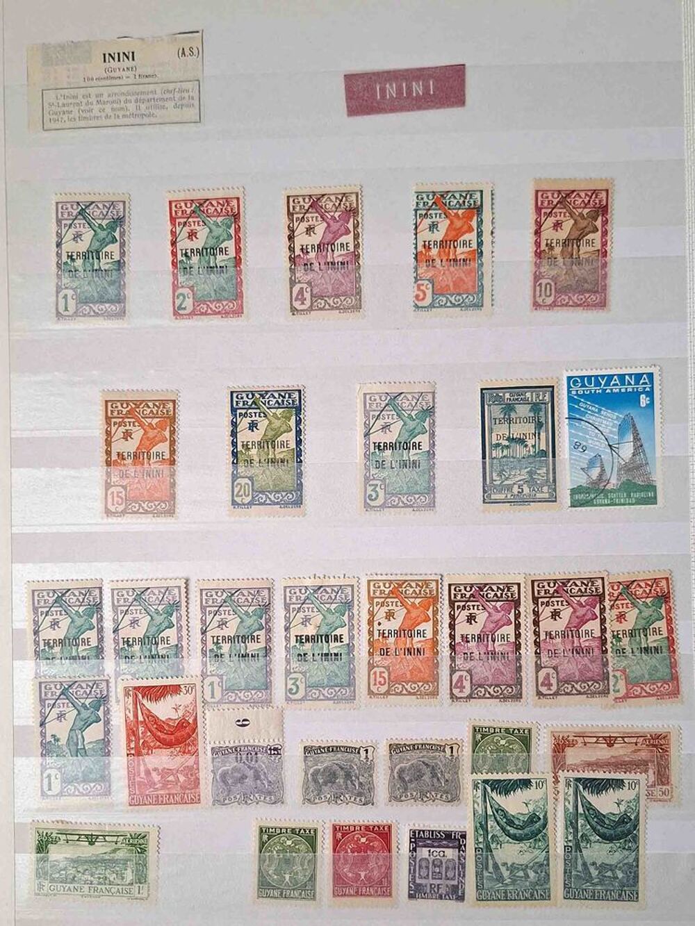 S&eacute;rie de timbres de collection de l'Inini 