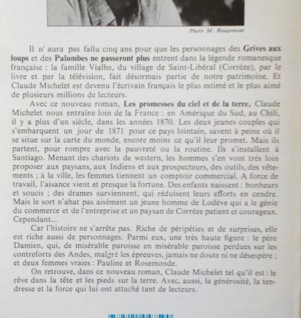 LES PROMESSES DU CIEL ET DE LA TERRE de Claude MICHELET Livres et BD