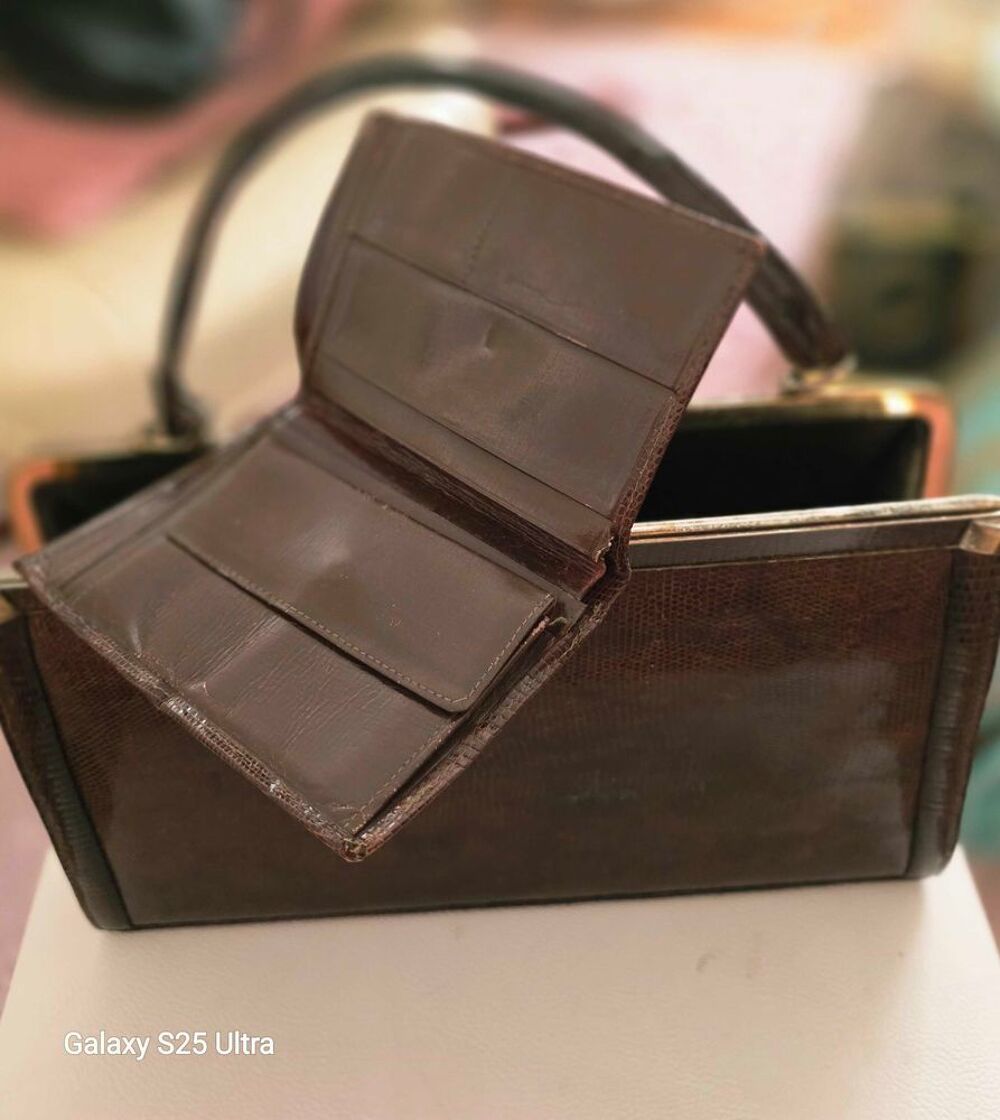 Sac cuir vintage + portefeuille Maroquinerie