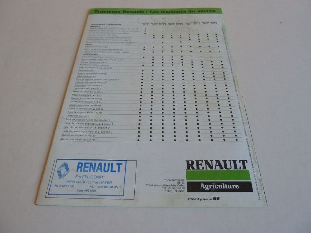 Prospectus tracteur RENAULT du 461S au 751S 