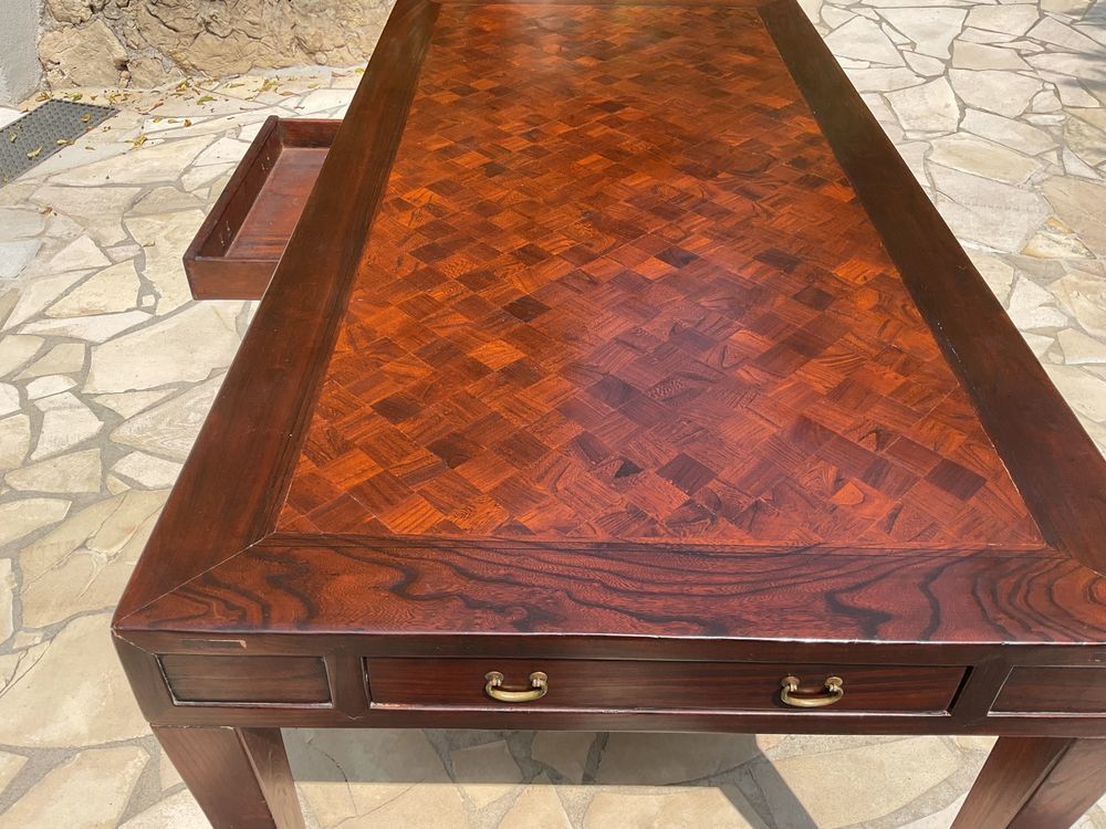 grand bureau bois massif et marqueterie exotique Meubles