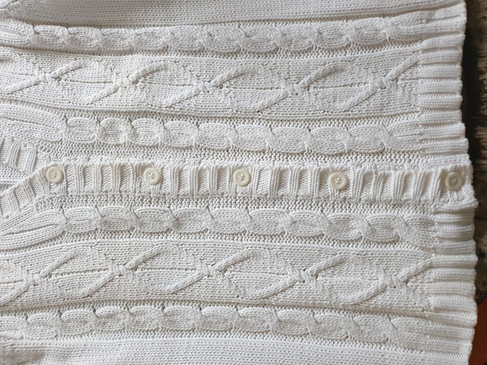 Gilet &agrave; torsades blanc, en 100% coton, taille 38-40, EDEIS Vêtements