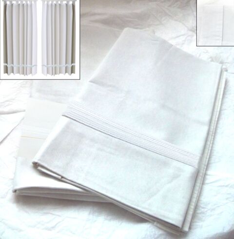 Double rideaux en coton mlang (opaque) blanc (95 x 145 cm) 15 Villeurbanne (69)