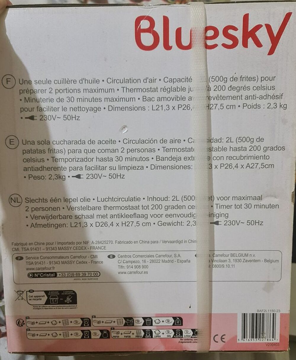 Friteuse air fryer Electroménager